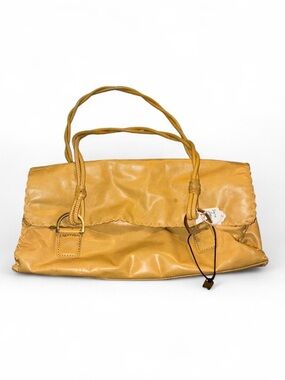 Twist-Handle Mustard Leather Shoulder Bag